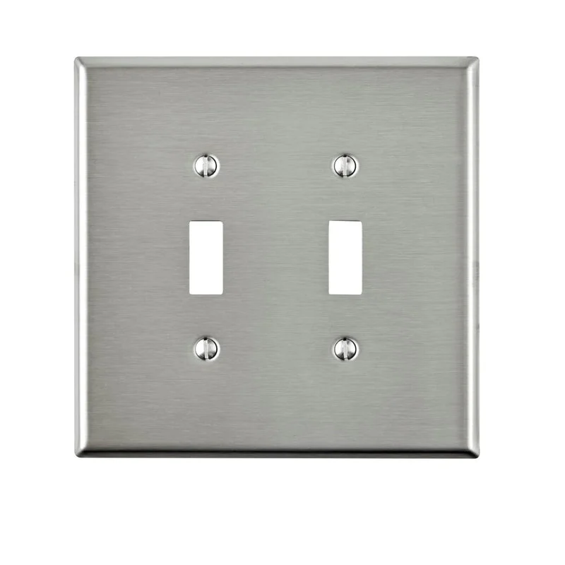 modern dinner plates with elegant details-Leviton Silver 2 gang Stainless Steel Toggle Oversized Wall Plate 1 pk