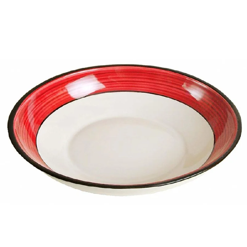 luxurious dinnerware for upscale events-Extra Large Serving Bowl - White & Red | Spree Pattern