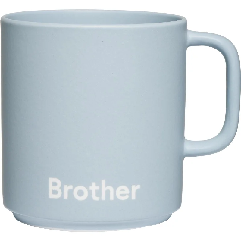 funny coffee mugs for family gatherings-Design Letters Light Blue Brother VIP Favourite Cup With Handle