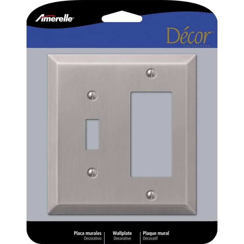 unbreakable dinner plates for family use-Amerelle Century Brushed Nickel 2 gang Stamped Steel Toggle Wall Plate 1 pk