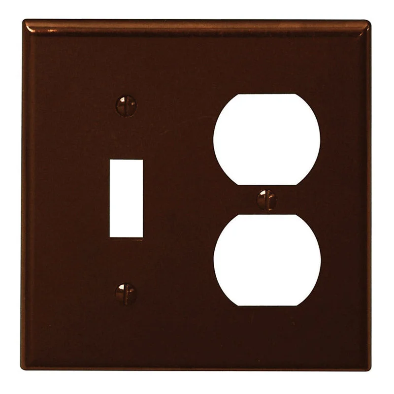 unbreakable plates for outdoor picnics-Leviton Brown 2 gang Plastic Duplex/Toggle Wall Plate 1 pk