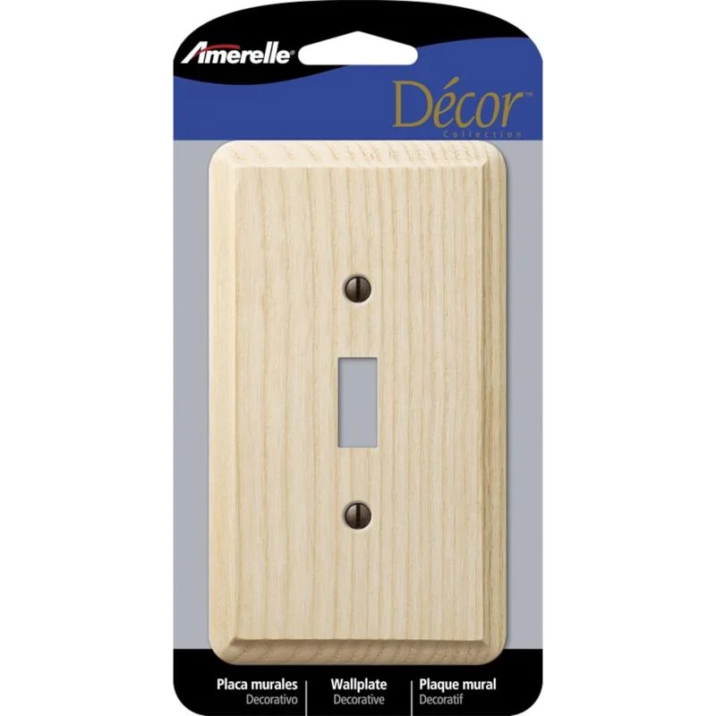 eco-friendly bamboo dinner plates for casual dining-Amerelle Contemporary Unfinished Beige 1 gang Wood Toggle Wall Plate 1 pk