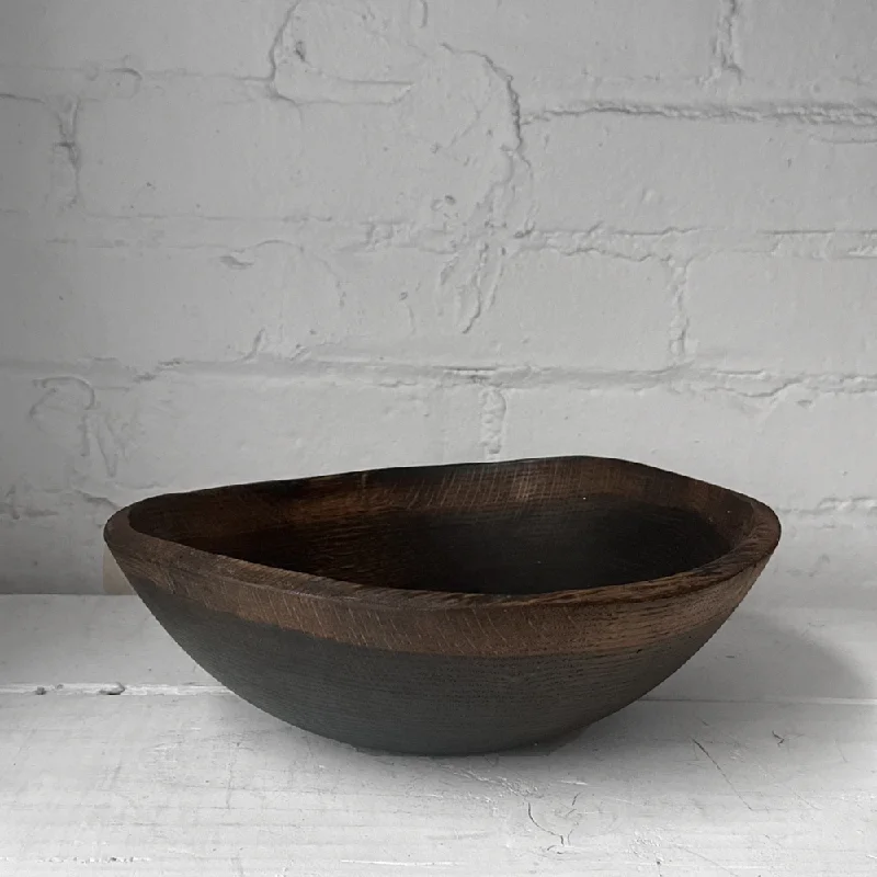 eco-friendly dinner plates for special occasions-Spencer Peterman Live Edge Black Ebonized 10" Oval Bowl (# 01)