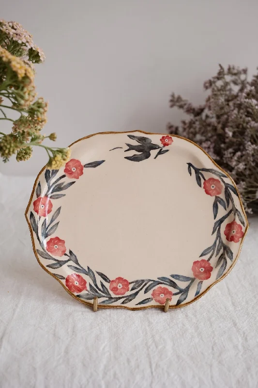 dinnerware for casual outdoor celebrations-Nakagaki Tomoko Water Color Hand Painted Flower Shaped Plate - KP10 #12