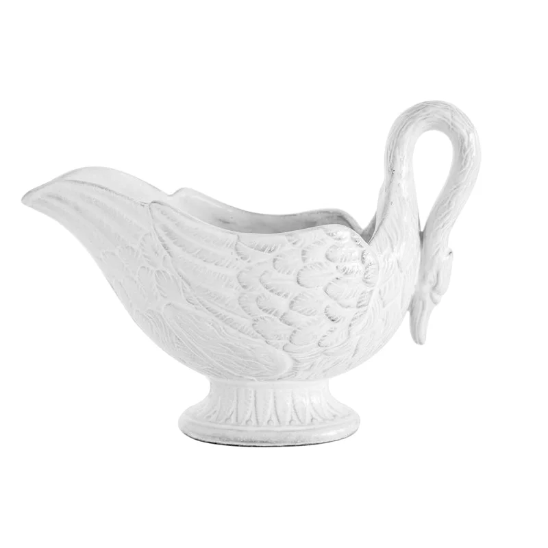 elegant dinner plates with classic designs-Cygne Sauce Boat