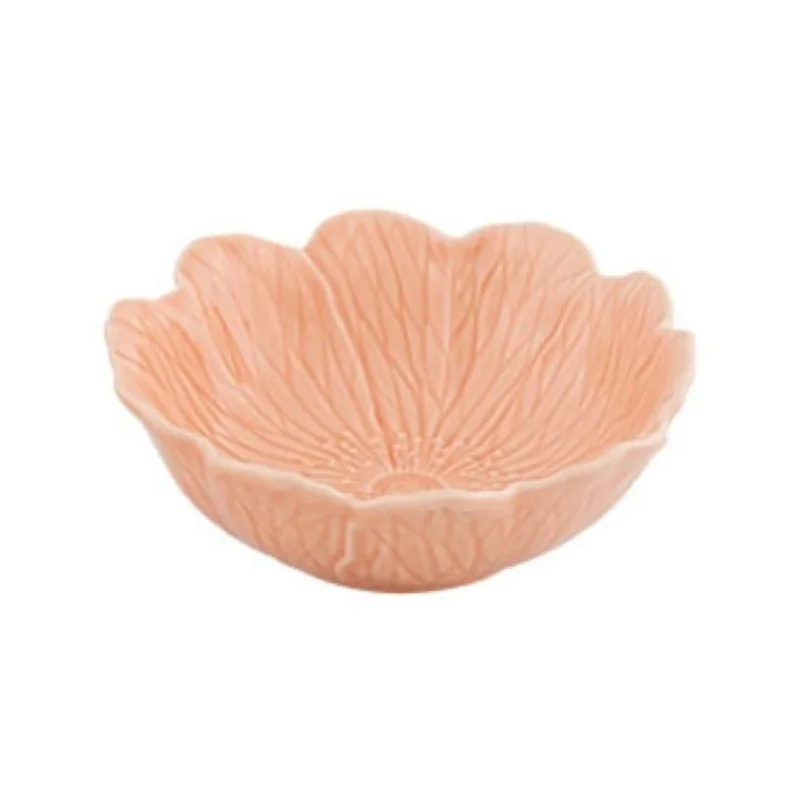 modern ceramic dinnerware for large groups-Bordallo Pinheiro Flora Bowl Pink 17cm