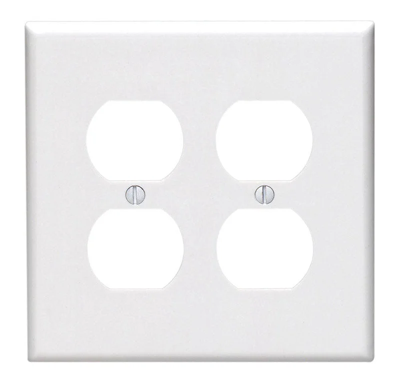 bamboo plates for eco-friendly dining-Leviton White 2 gang Thermoset Plastic Duplex Wall Plate 1 pk