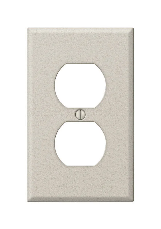 stoneware dinner plates for hosting guests-Amerelle Contractor Metallic 1 gang Stamped Steel Duplex Outlet Wall Plate 1 pk