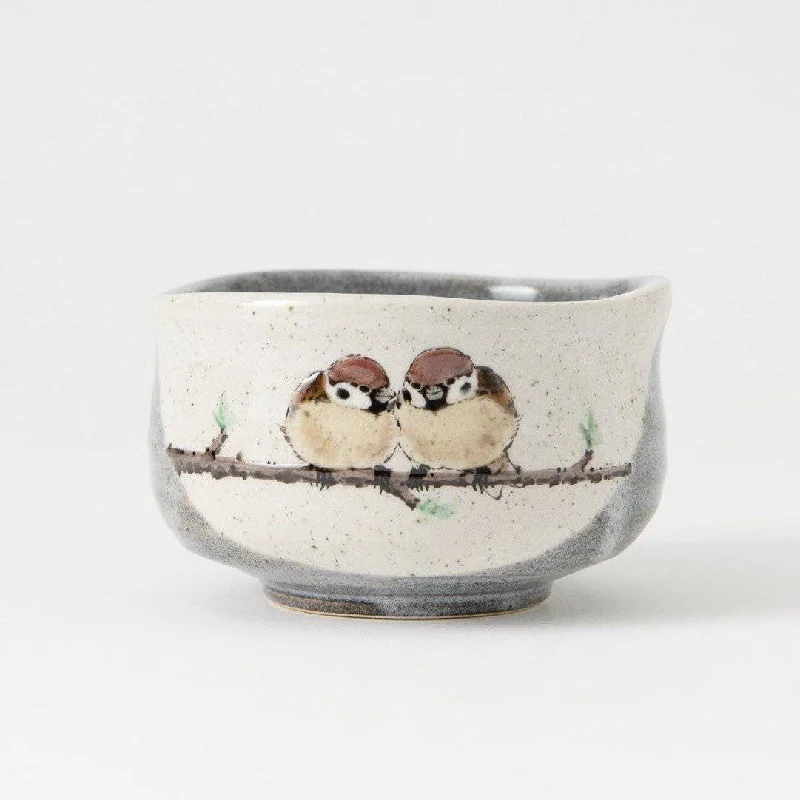 disposable dinnerware for summer picnics-Twin Sparrows Kutani Matcha Bowl Chawan - A