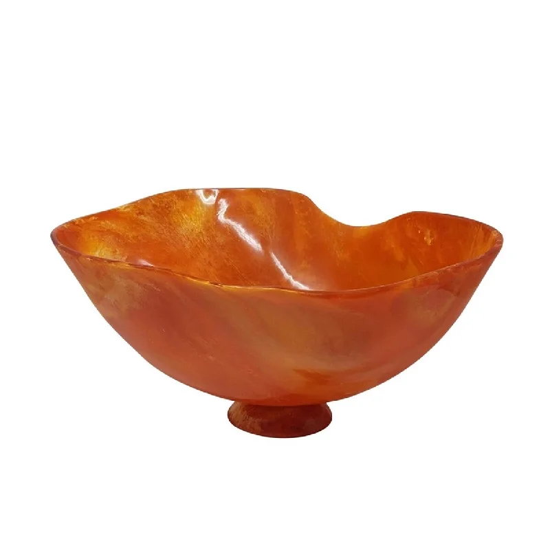 modern dinner plates for minimalistic dining-Large Fruit Bowl Orange Resin Dia 21.2" - Orange