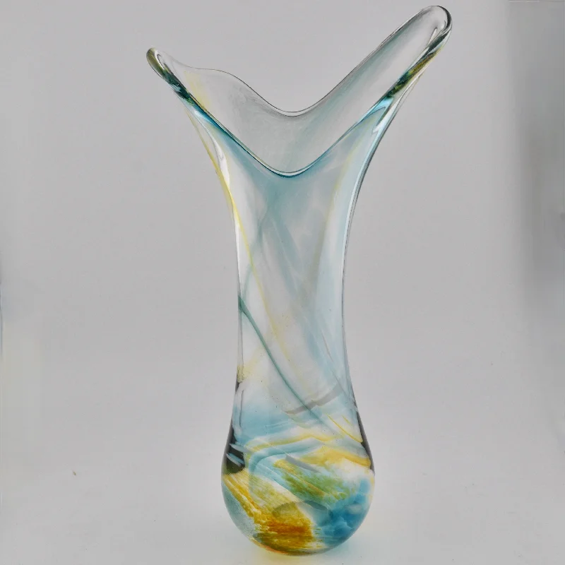 Simple modern flower vases for home decoration -Blue, Amber & White Freeform  "Demo" Vase xxiv