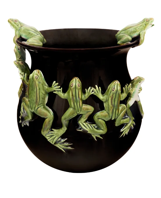 Crystal flower vases for living room centerpiece -Bordallo Frogs' Ballet Pot