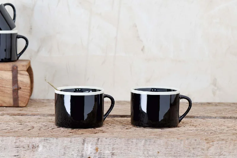 Simple tall flower vases for wedding decor -Datia Large Mug - Black (Set of 2)