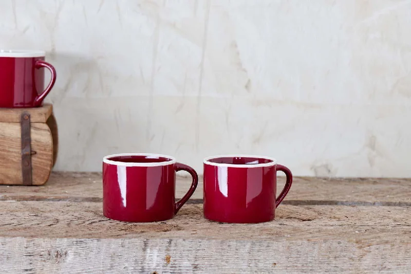 Simple handmade vases for floral designs -Datia Small Mug - Berry (Set of 2)