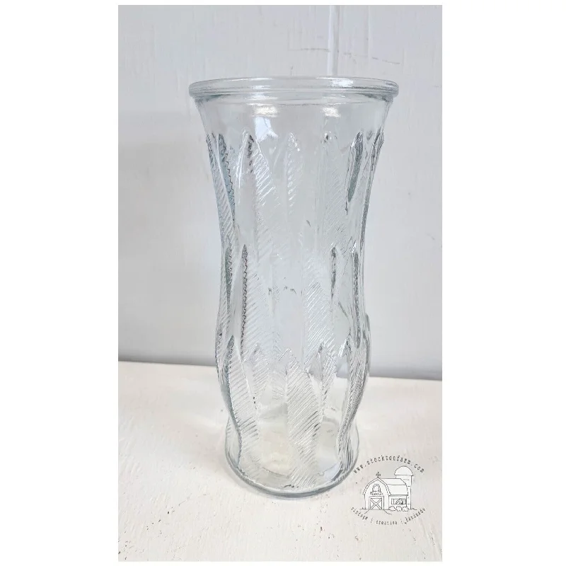 Decorative flower vases for dining room displays -Feathered Rib Glass Vase - EO Brody Co - Vintage