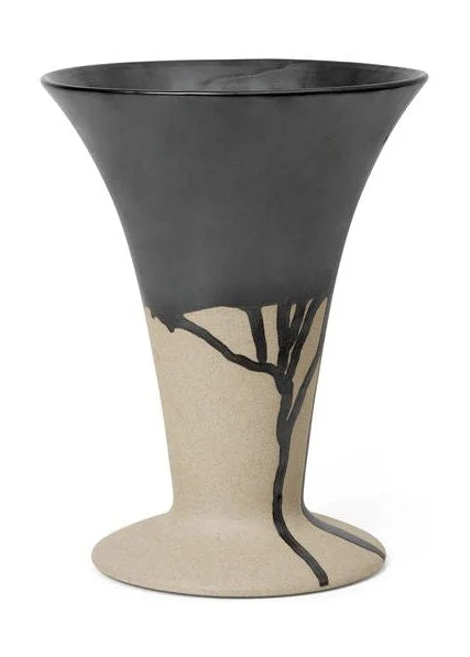 Tall flower vases for contemporary living rooms -Ferm Living Flores Vase, Sand/Black