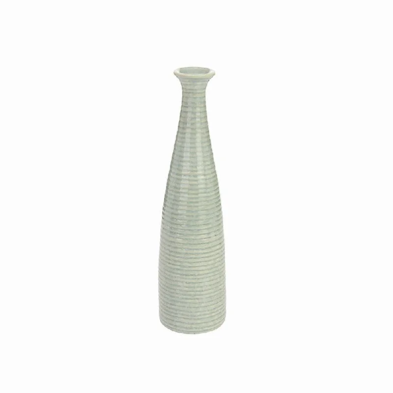 Unique designer ceramic flower vases for sale -Fluted Mint Reactive Vase