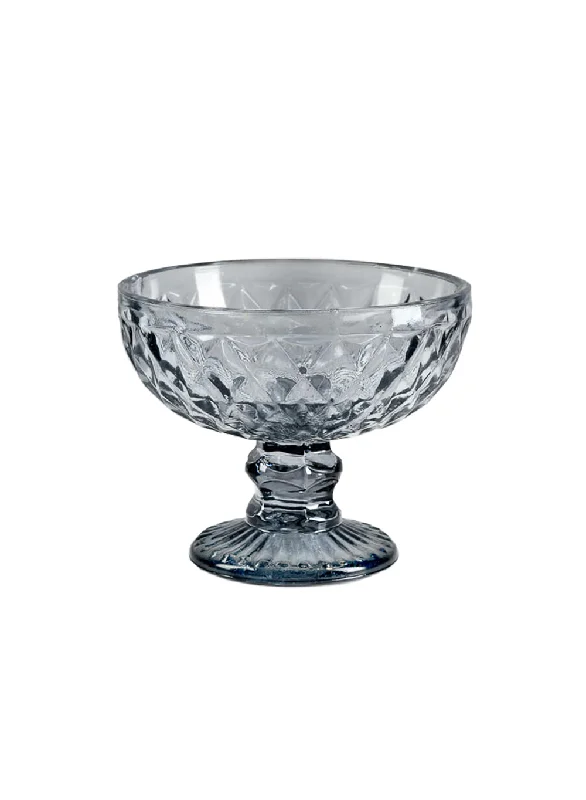 Clear decorative flower vases for modern homes -Embossed Glass Pedestal Compote, 5" Diameter & 4" Tall