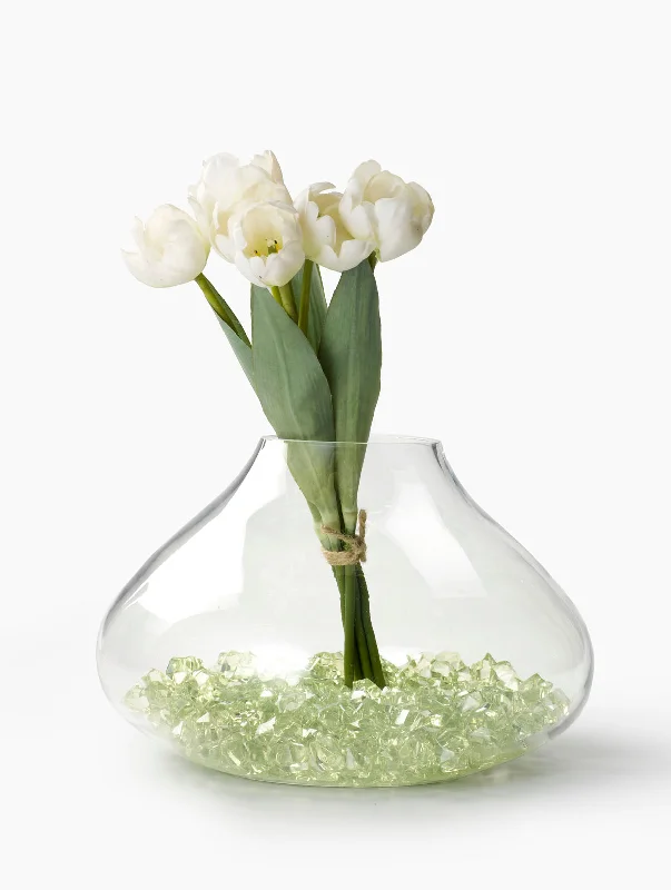 Large crystal flower vases for wedding displays -Clear Bell-Shaped Glass Terrarium, in 2 Sizes