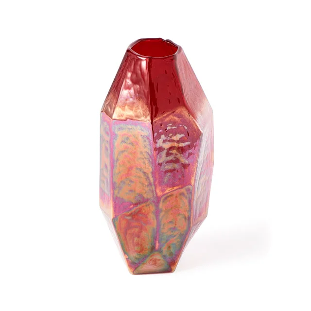 Designer handmade vases for table floral arrangements -Graphic Luster Red Vase - M