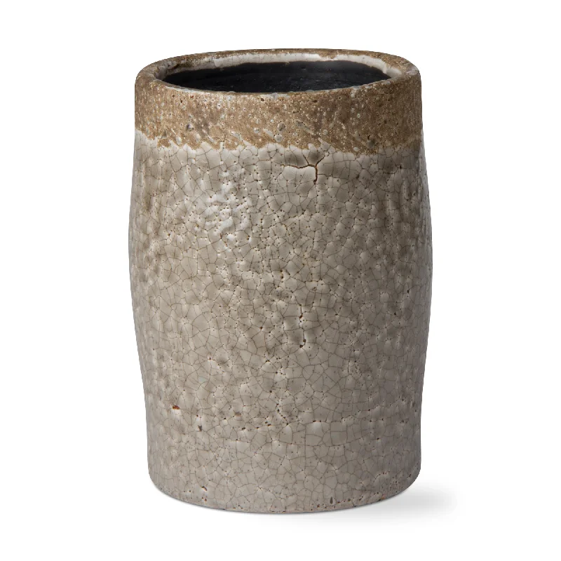 Elegant ceramic vases for floral home displays -Gray Crackle Vase