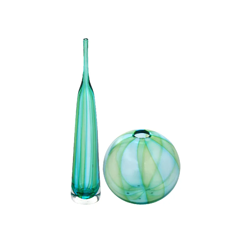 Elegant flower vases for wedding receptions -Hand-Blown Murano Glass Pair