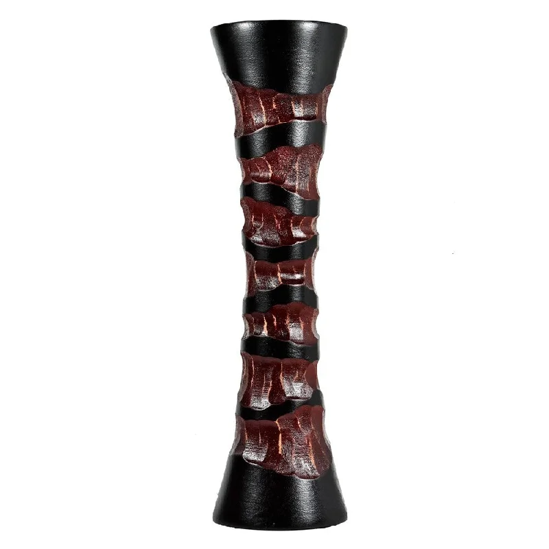 Large decorative flower vases for weddings -Handmade Hand Carved Spiral Etched Tall Slim Wooden Dry Flower Wood Vase (Thailand)