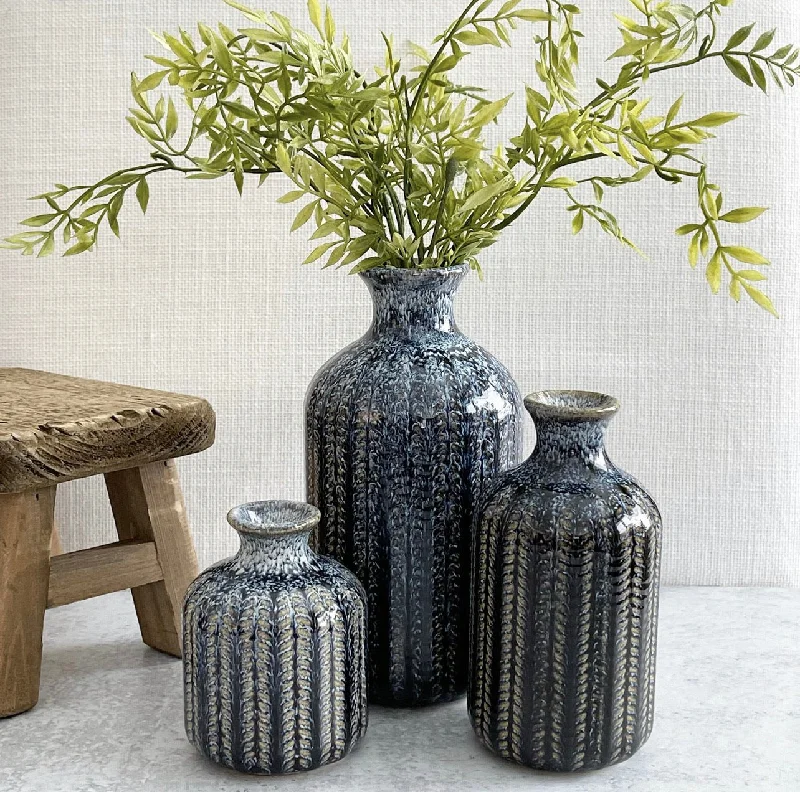 Beautiful flower vases for floral home displays -Indigo Boho Vases - 3 Sizes