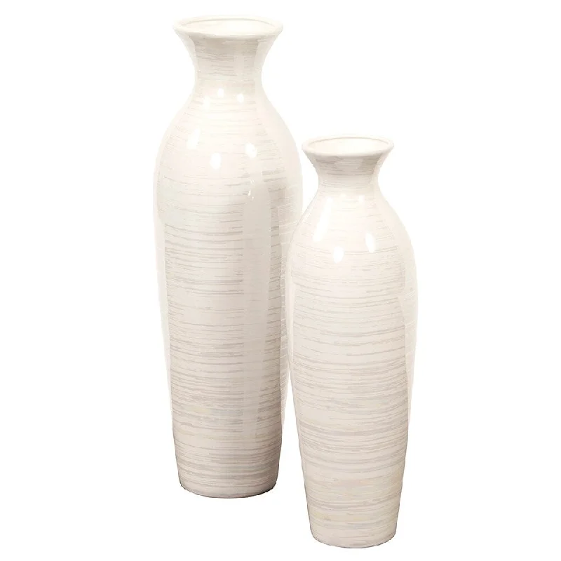 Unique designer flower vases for centerpieces -Iridescent White Ceramic Vase