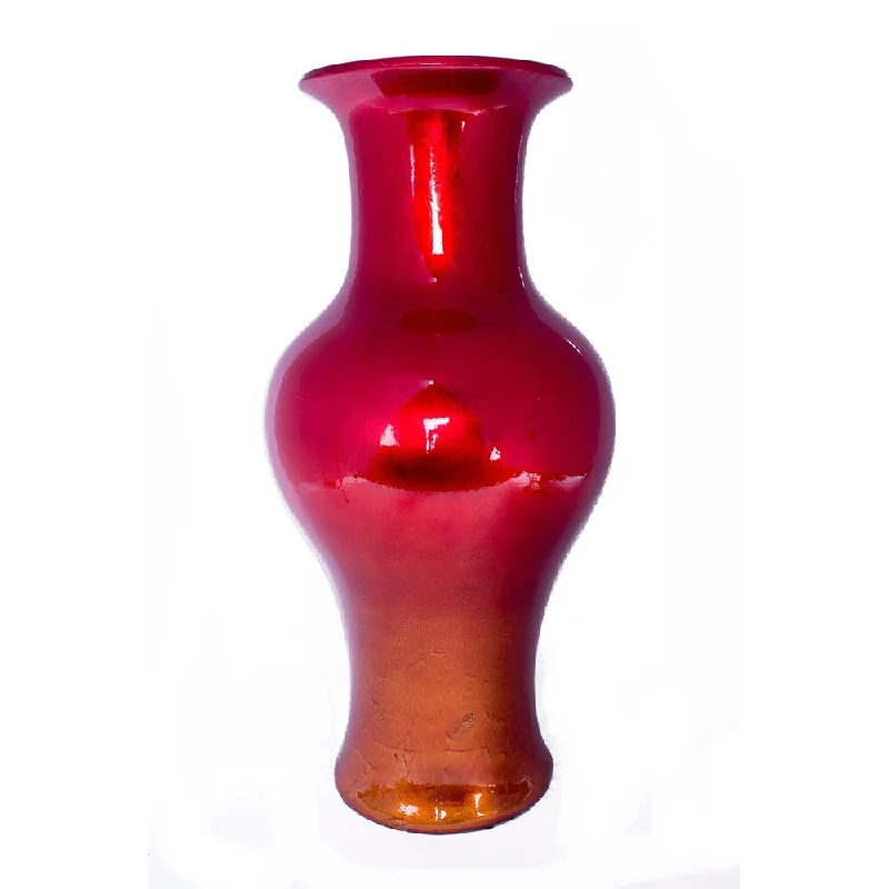 Beautiful handmade flower vases for weddings -Kate 18 Inch Ombre Lacquered Red/ Orange Ceramic Vase