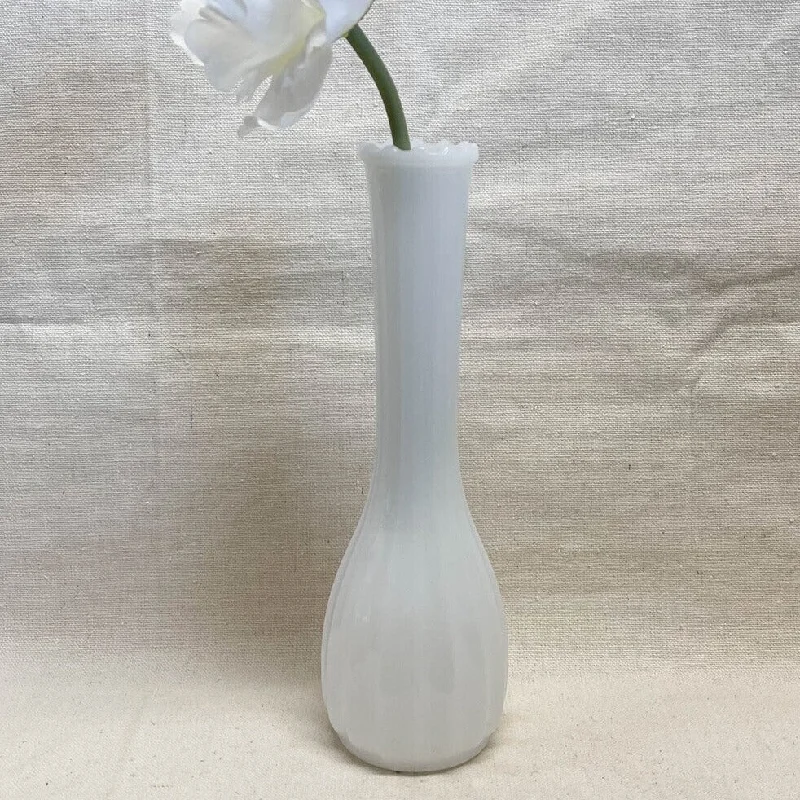 Luxury crystal vases for home decor -Milk Glass Bud Vase - Carr-Lowrey Glass Co