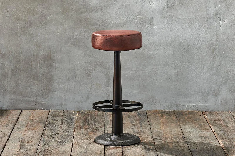 Crystal vases for contemporary floral displays -Narwana Leather Round Stool - Chocolate Brown