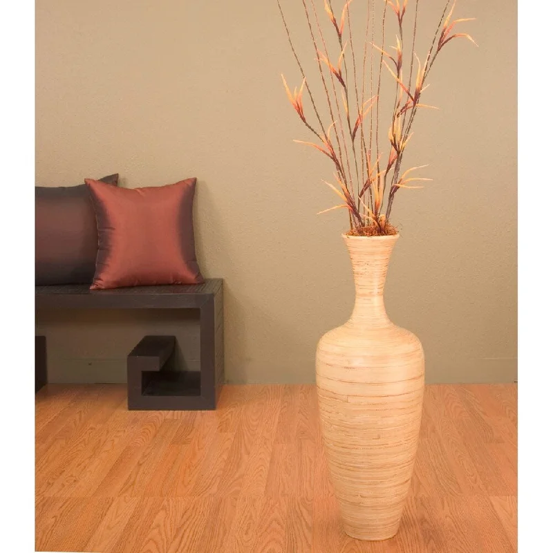 Simple tall vases for living room floral arrangements -Natural Bamboo 25-inch Floral-optional Floor Vase