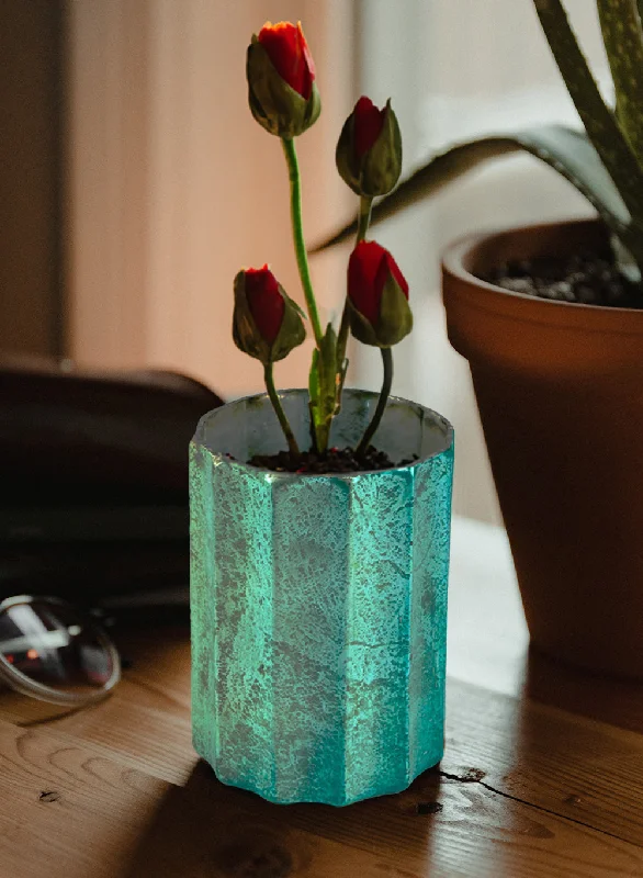 Tall decorative crystal flower vases for weddings -Ocean Teal Mercury Glass Vase, in 2 Sizes