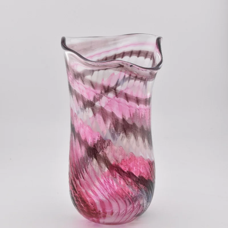 Large tall vases for wedding floral arrangements -Pink, White and Black Freeform  "Demo" Vase xxxvii