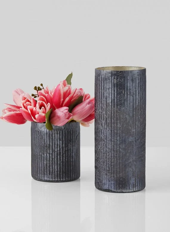 Large tall vases for wedding floral arrangements -Platinum Glass Cylinders