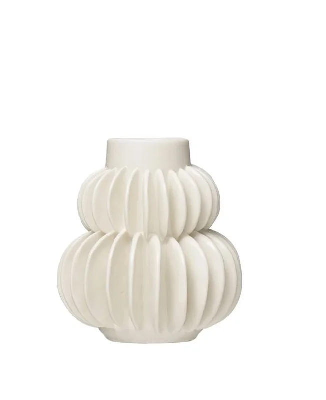 Elegant ceramic vases for floral home displays -Pleated Stoneware Vase