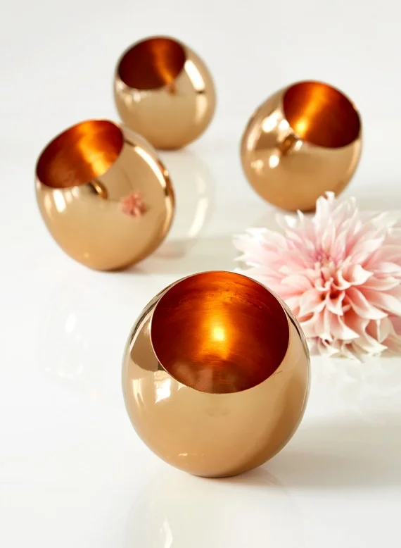 Simple designer vases for home flower arrangements -5" Copper Tea Light Holder