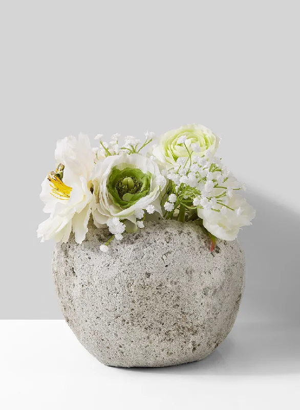 Large decorative vases for floral home arrangements -Pumice Chunky Vase, 6.5" Diameter & 6" Tall