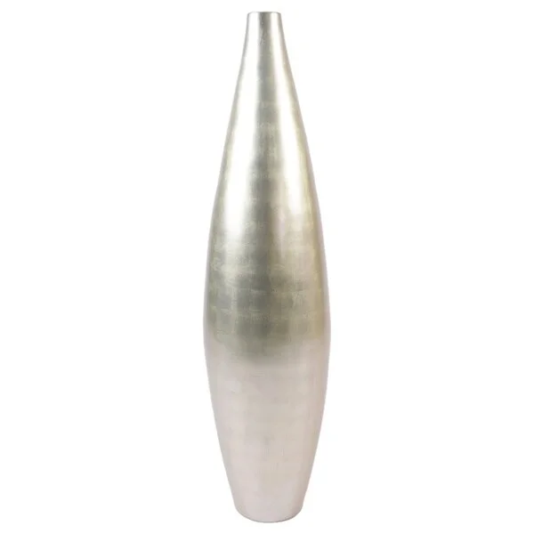 Unique designer vases for wedding centerpieces -Silver Tone 30-inch Lacquer Elipse Floor Vase and Branches