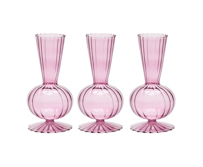 Unique glass vases for contemporary floral displays -Tess Lavender Bud Vase Set of 3