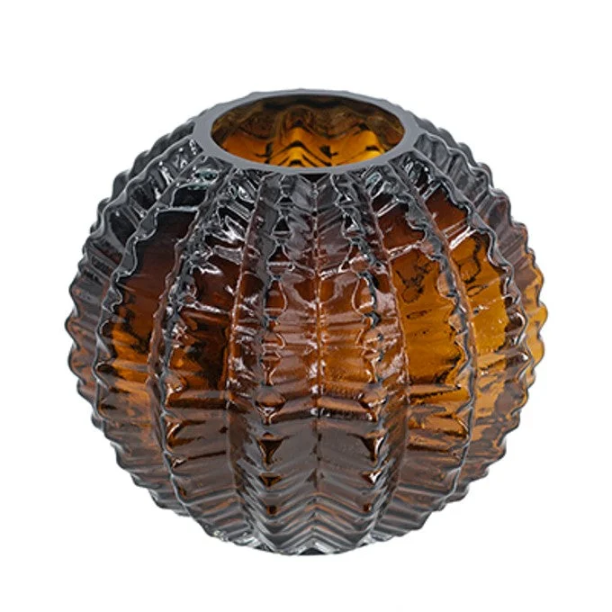 Designer crystal flower vases for elegant weddings -Textured Starfruit Glass Vase