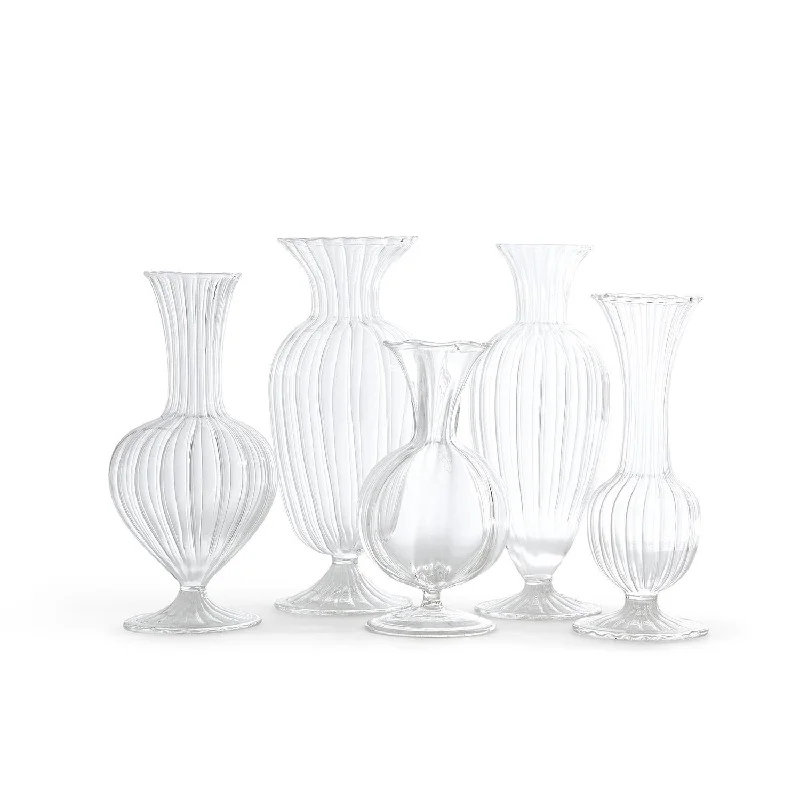 Handcrafted glass flower vases for modern weddings -Verre Fluted Vase Set Of 5