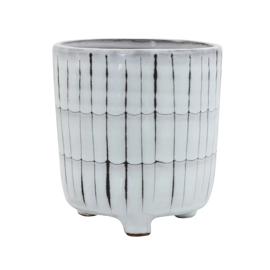 Luxury glass vases for wedding floral centerpieces -White & Black Terracotta Planter