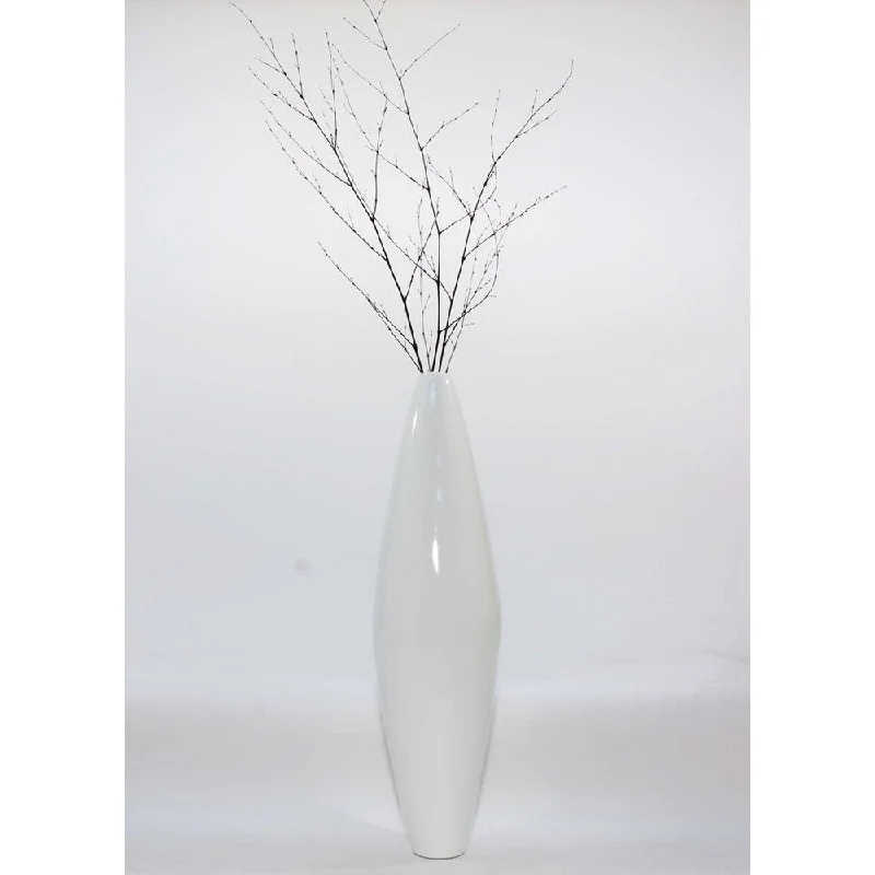 Decorative crystal flower vases for home use -White Lacquered Wood 30-inch Ellipse-shaped Floor Vase and Branches