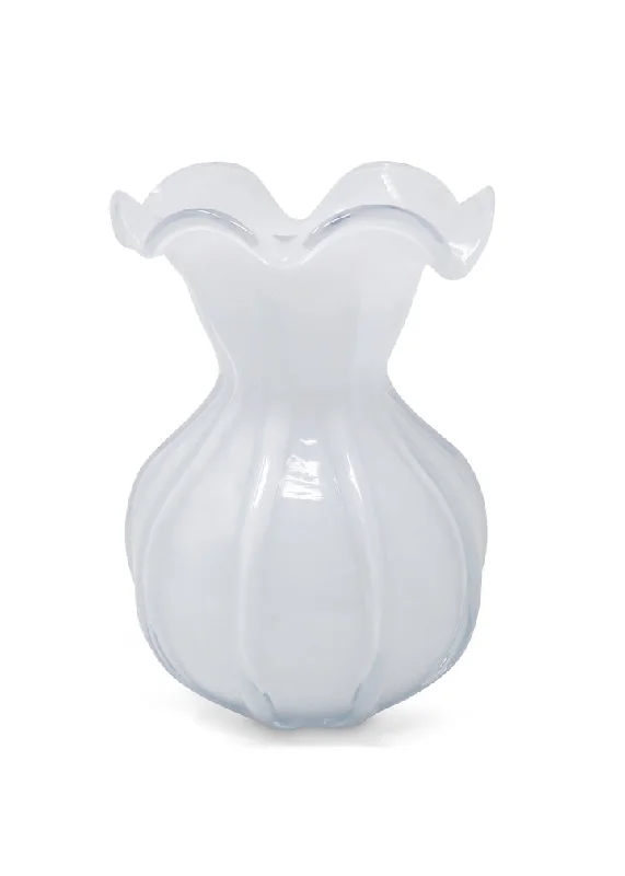 Elegant flower vases for modern dining room setups -White Scallop Vase