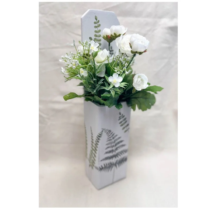 Unique tall vases for home floral decoration -White Wood Wall Pocket