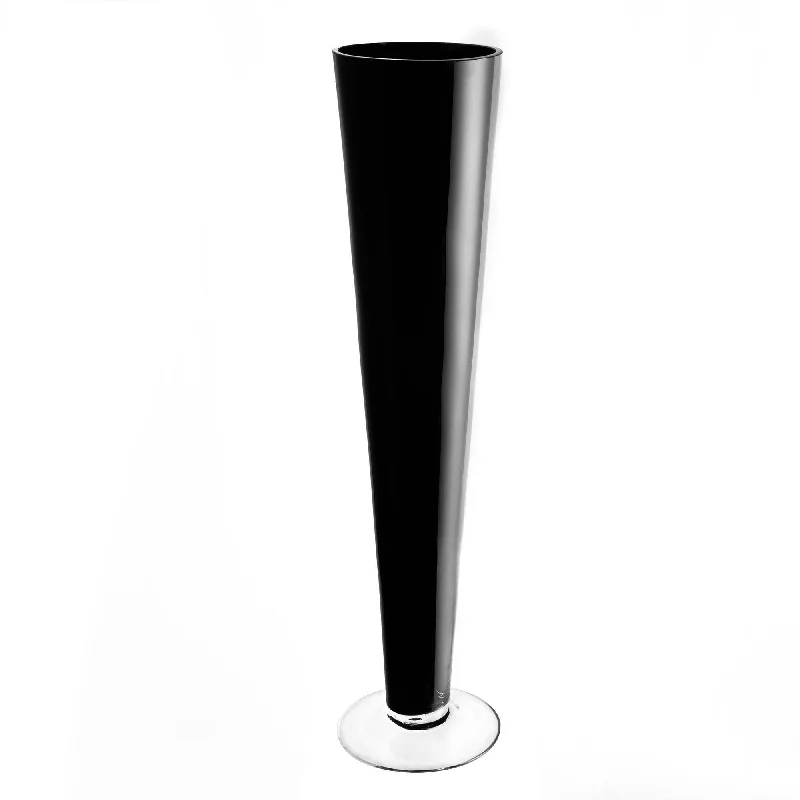 Modern designer vases for home decor -Pack of 12 PCS Black Glass Trumpet Vase D-4.5" H-20"