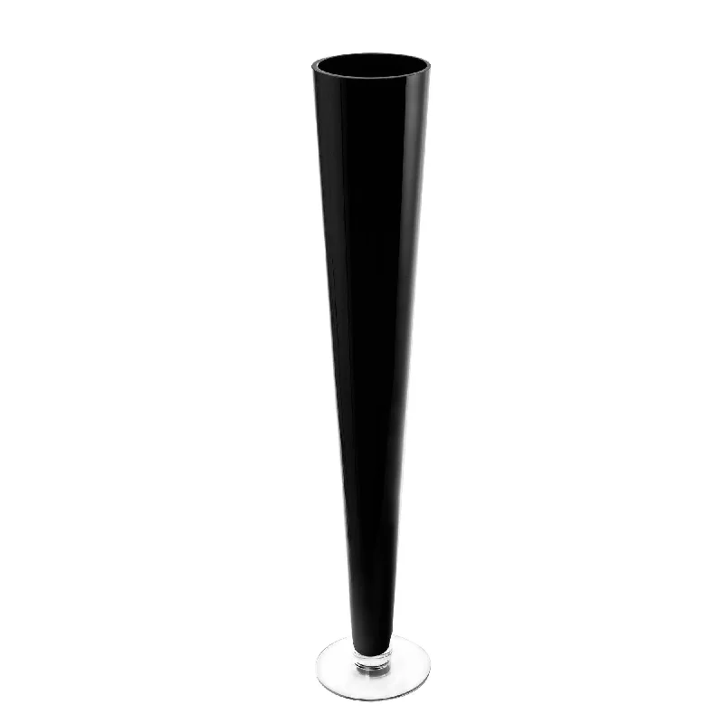 Tall handcrafted vases for flower displays -Pack of 6 PCS Black Glass Trumpet Vase D-4.5" H-28"