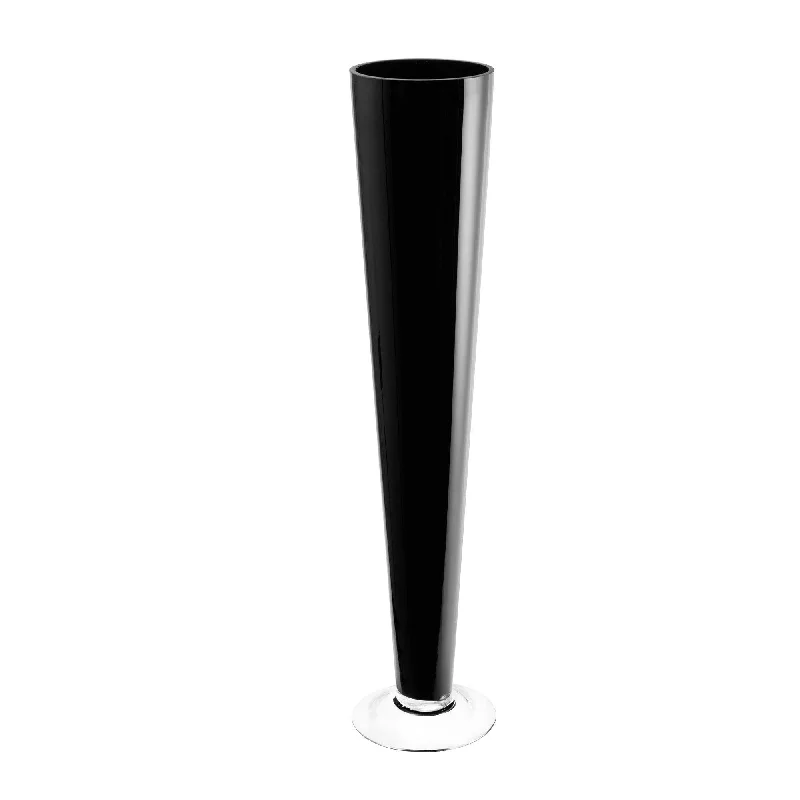 Beautiful flower vases for floral home displays -Pack of 12 PCS Black Glass Trumpet Vase D-4.5" H-24"